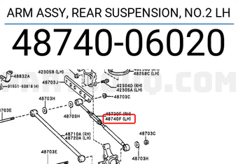 Toyota 4874006020 ARM ASSY, REAR SUSPENSION, NO.2 LH