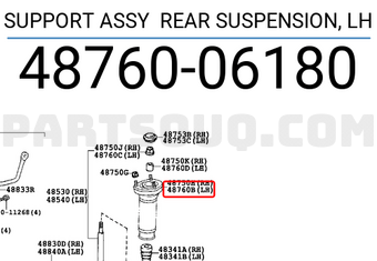 Toyota 4876006180 SUPPORT ASSY REAR SUSPENSION, LH
