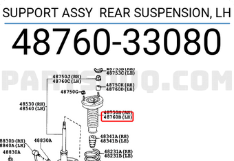 Toyota 4876033080 SUPPORT ASSY REAR SUSPENSION, LH