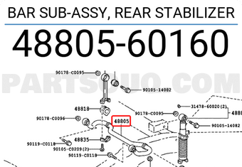 Toyota 4880560160 BAR SUB-ASSY, REAR STABILIZER