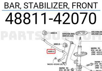 Toyota 4881142070 BAR, STABILIZER, FRONT