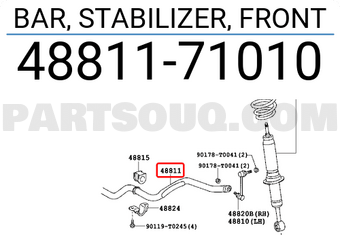 Toyota 4881171010 BAR, STABILIZER, FRONT