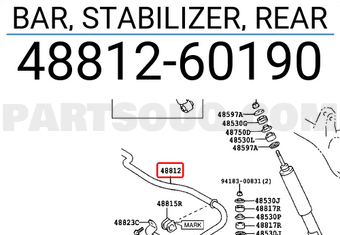 Toyota 4881260190 BAR, STABILIZER, REAR