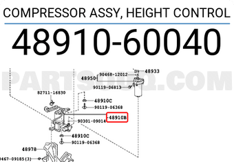 Toyota 4891060040 COMPRESSOR ASSY, HEIGHT CONTROL