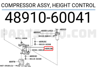 Toyota 4891060041 COMPRESSOR ASSY, HEIGHT CONTROL