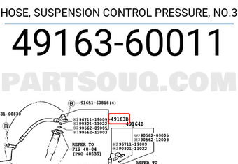 Toyota 4916360011 HOSE, SUSPENSION CONTROL PRESSURE, NO.3