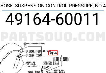 Toyota 4916460011 HOSE, SUSPENSION CONTROL PRESSURE, NO.4