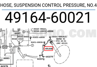 Toyota 4916460021 HOSE, SUSPENSION CONTROL PRESSURE, NO.4