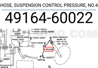 Toyota 4916460022 HOSE, SUSPENSION CONTROL PRESSURE, NO.4