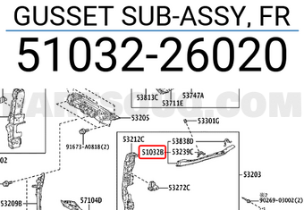 Toyota 5103226020 GUSSET SUB-ASSY, FR
