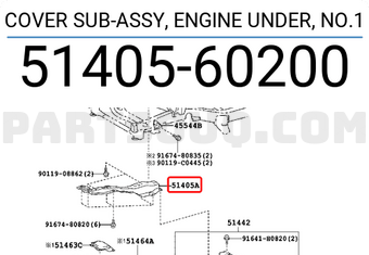 Toyota 5140560200 COVER SUB-ASSY, ENGINE UNDER, NO.1