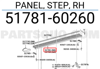 Toyota 5178160260 PANEL, STEP, RH