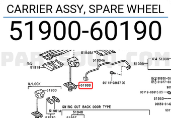 Toyota 5190060190 CARRIER ASSY, SPARE WHEEL