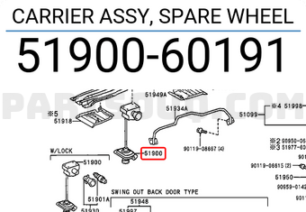 Toyota 5190060191 CARRIER ASSY, SPARE WHEEL