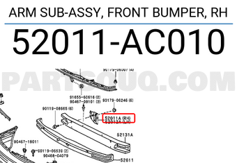 Toyota 52011AC010 ARM SUB-ASSY, FRONT BUMPER, RH
