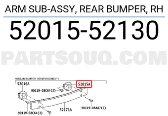 Toyota 5201552130 ARM SUB-ASSY, REAR BUMPER, RH