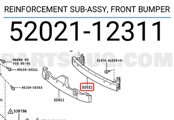Toyota 5202112311 REINFORCEMENT SUB-ASSY, FRONT BUMPER