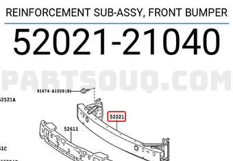 Toyota 5202121040 REINFORCEMENT SUB-ASSY, FRONT BUMPER