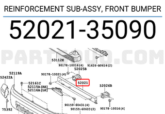 Toyota 5202135090 REINFORCEMENT SUB-ASSY, FRONT BUMPER