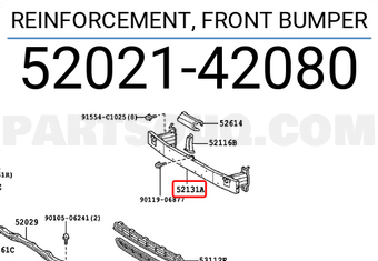Toyota 5202142080 REINFORCEMENT, FRONT BUMPER