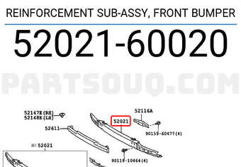 Toyota 5202160020 REINFORCEMENT SUB-ASSY, FRONT BUMPER
