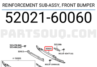 Toyota 5202160060 REINFORCEMENT SUB-ASSY, FRONT BUMPER