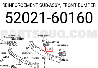 Toyota 5202160160 REINFORCEMENT SUB-ASSY, FRONT BUMPER