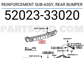Toyota 5202333020 REINFORCEMENT SUB-ASSY, REAR BUMPER