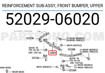Toyota 5202906020 REINFORCEMENT SUB-ASSY, FRONT BUMPER, UPPER