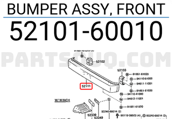 Toyota 5210160010 BUMPER ASSY, FRONT