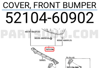 Toyota 5210460902 COVER, FRONT BUMPER