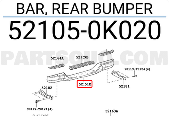 Toyota 521050K020 BAR, REAR BUMPER