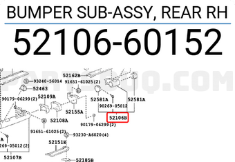 Toyota 5210660152 BUMPER SUB-ASSY, REAR RH