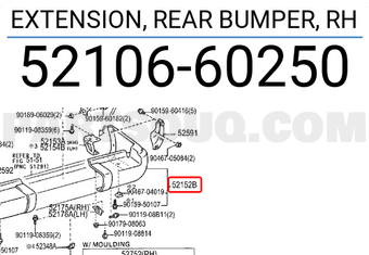 Toyota 5210660250 EXTENSION, REAR BUMPER, RH