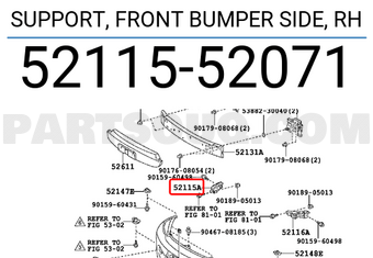 Toyota 5211552071 SUPPORT, FRONT BUMPER SIDE, RH