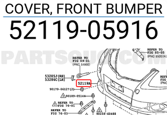 Toyota 5211905916 COVER, FRONT BUMPER