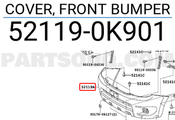 Toyota 521190K901 COVER, FRONT BUMPER