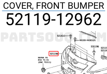 Toyota 5211912962 COVER, FRONT BUMPER