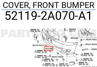Toyota 521192A070A1 COVER, FRONT BUMPER