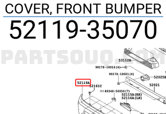 Toyota 5211935070 COVER, FRONT BUMPER