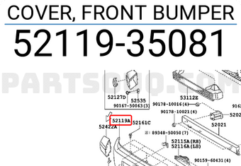 Toyota 5211935081 COVER, FRONT BUMPER