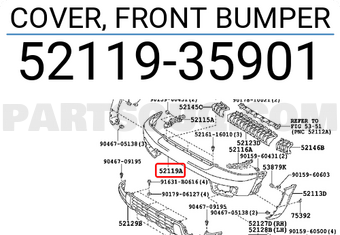 Toyota 5211935901 COVER, FRONT BUMPER