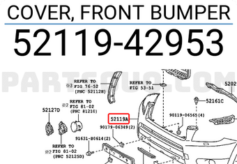 Toyota 5211942953 COVER, FRONT BUMPER