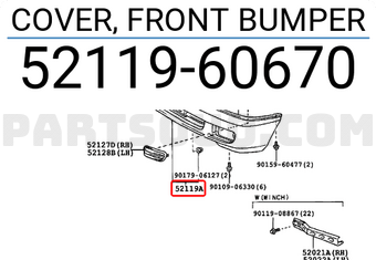 Toyota 5211960670 COVER, FRONT BUMPER