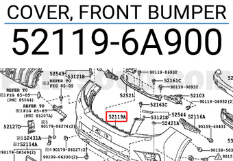 Toyota 521196A900 COVER, FRONT BUMPER