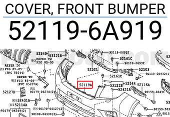 Toyota 521196A919 COVER, FRONT BUMPER
