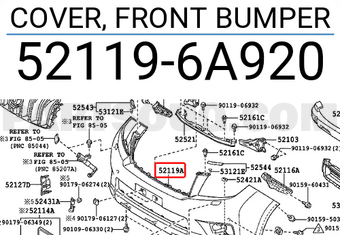 Toyota 521196A920 COVER, FRONT BUMPER