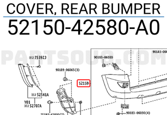 Toyota 5215042580A0 COVER, REAR BUMPER