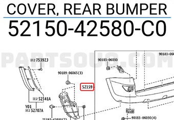 Toyota 5215042580C0 COVER, REAR BUMPER