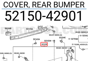 Toyota 5215042901 COVER, REAR BUMPER